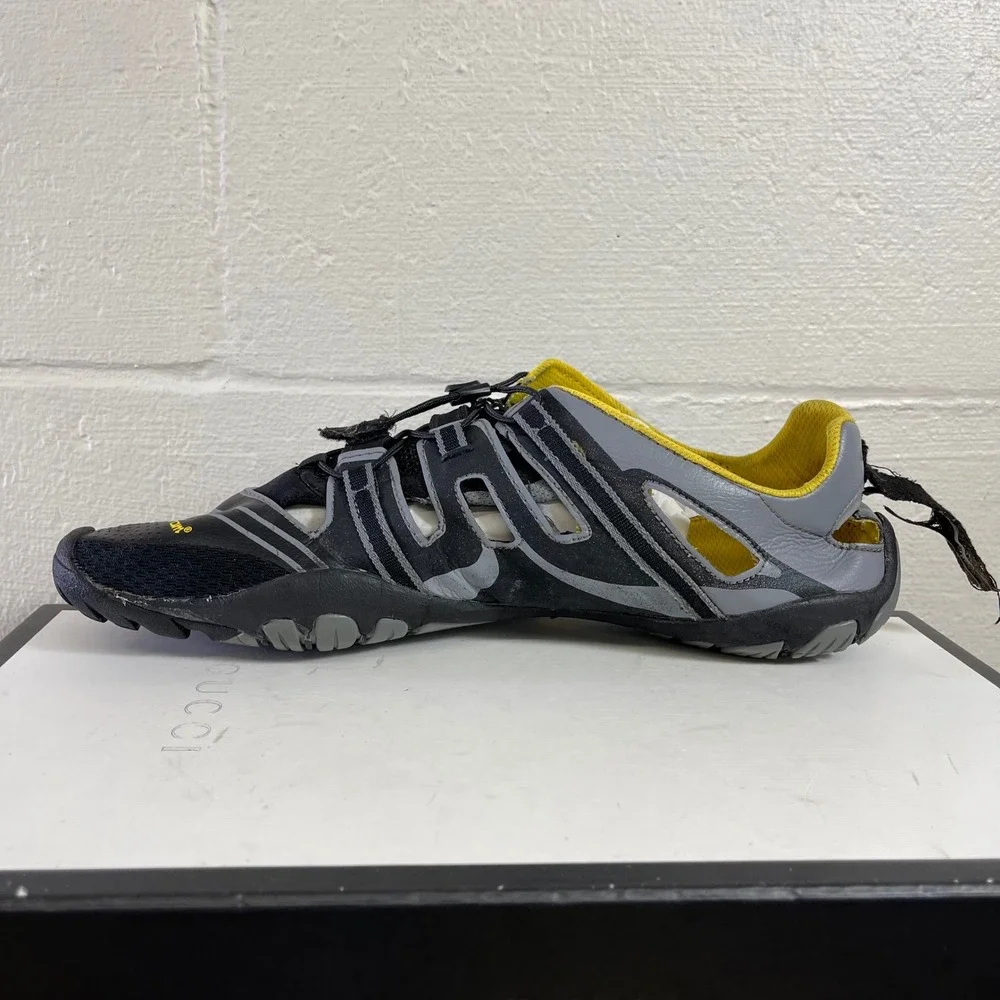Vibram Fivefingers Treksport Sandal Gray Black Yellow Barefoot Running Mens 13 M